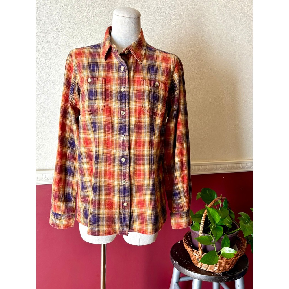 Duluth Trading Co. Free Swingin Flannel Shirt Women's S 100% Cotton Autumn Plaid